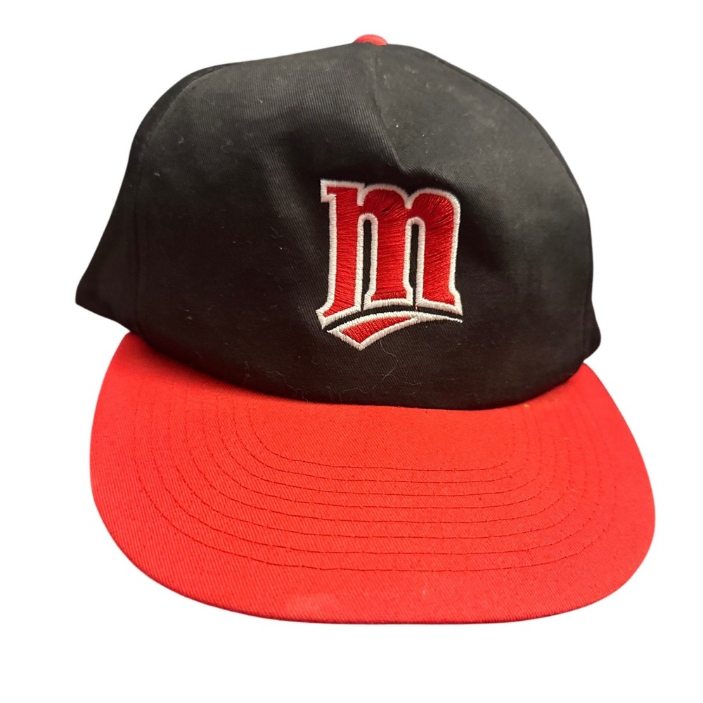Vintage Minnesota Twins Dairy Queen Snapback Hat Black Red MLB Baseball Cap Logo